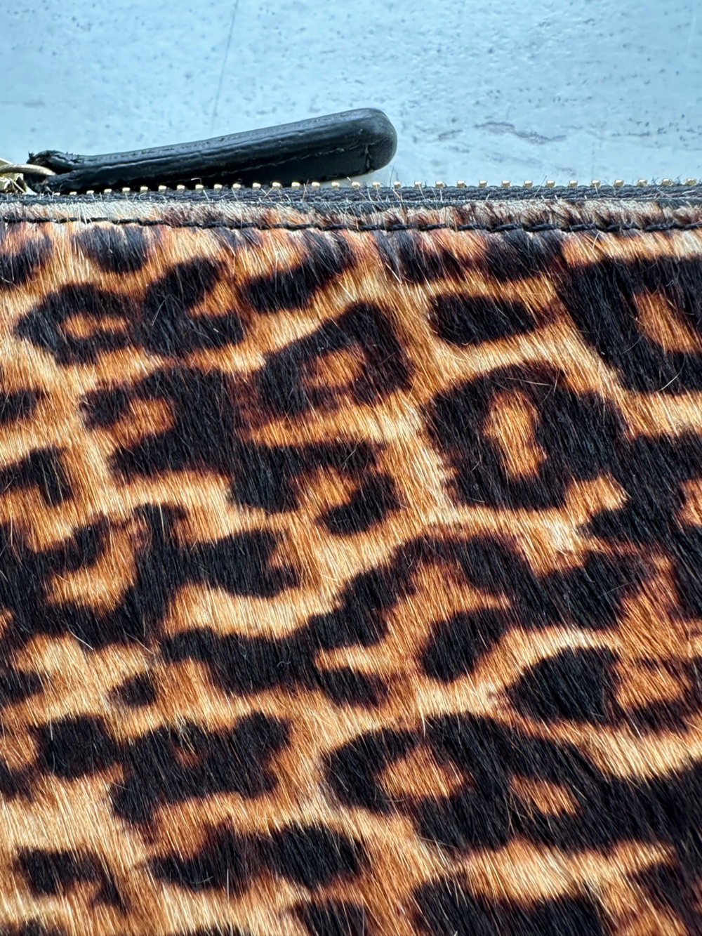 Mark & Graham • Leopard Calf Hair Zip Flat Pouch Clutch - Picture 10 of 14